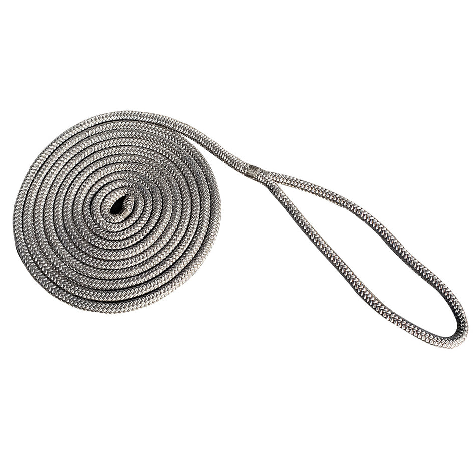 Cuerda de amarre de nailon de doble trenzado de New England Rope de 1/2" x 15" - Gris [5058-16-00015]