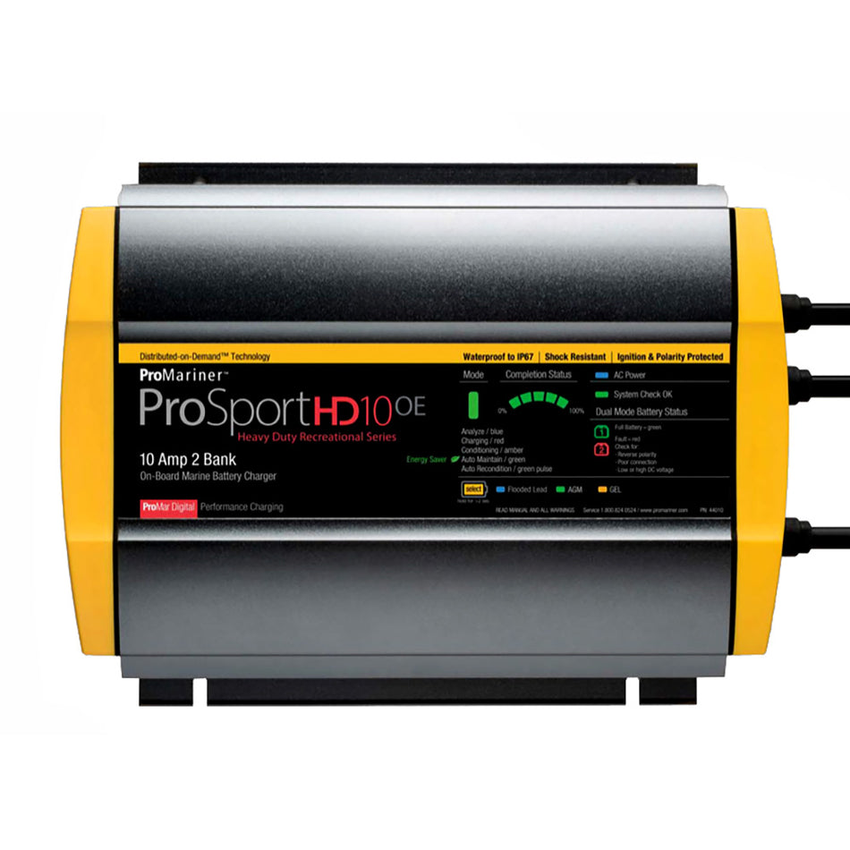 Cargador de batería ProMariner ProSportHD 10 Gen 4, 10 A, 2 bancos [44010]