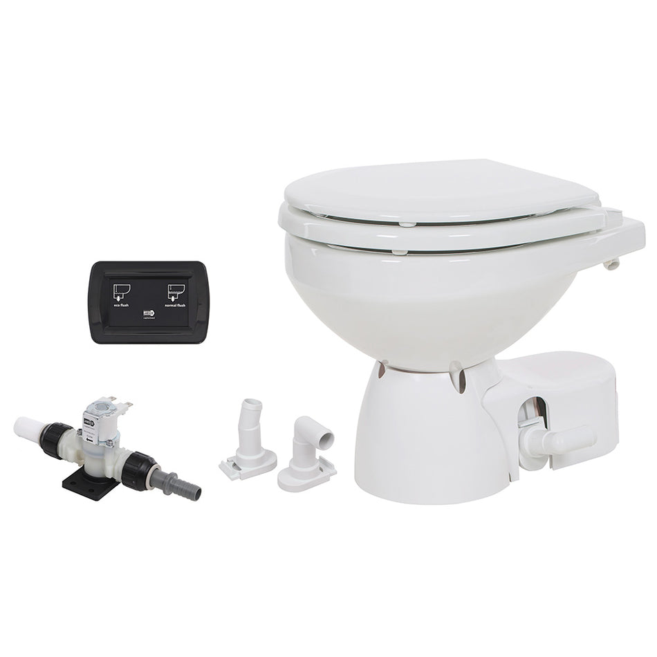 Inodoro de agua dulce Jabsco Quiet Flush E2, taza compacta, 12 V, tapa de cierre suave [38045-3092RSP]