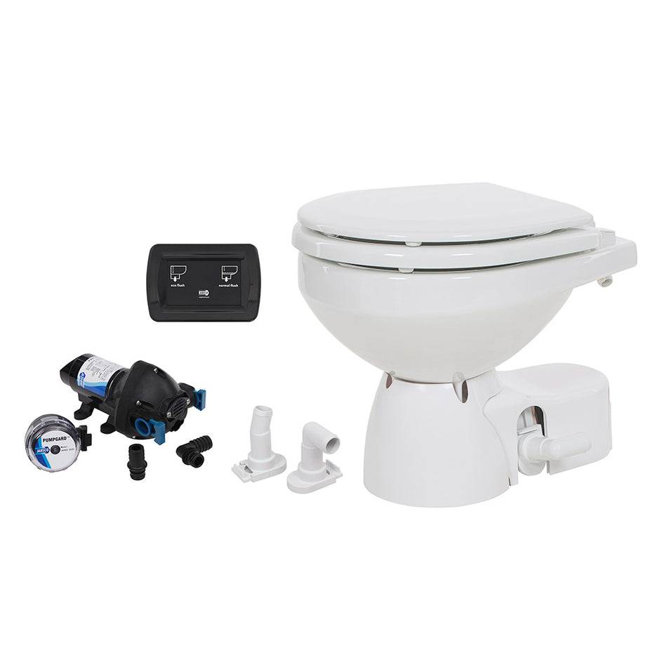 Inodoro de agua cruda Jabsco Quiet Flush E2, taza compacta, 12 V, tapa de cierre suave [38245-3092RSP]