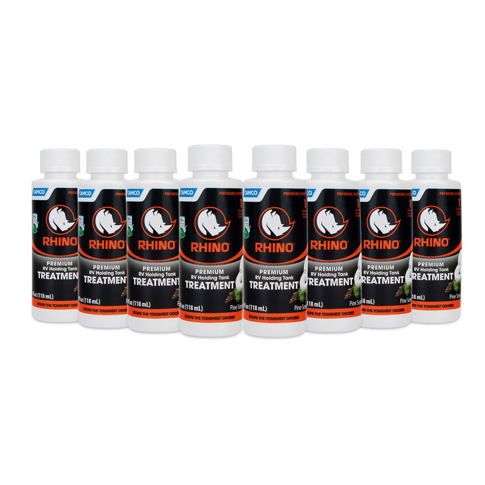 Tratamiento para tanques de almacenamiento de RV Camco Rhino Premium - 8 botellas individuales de 4 oz [41511]