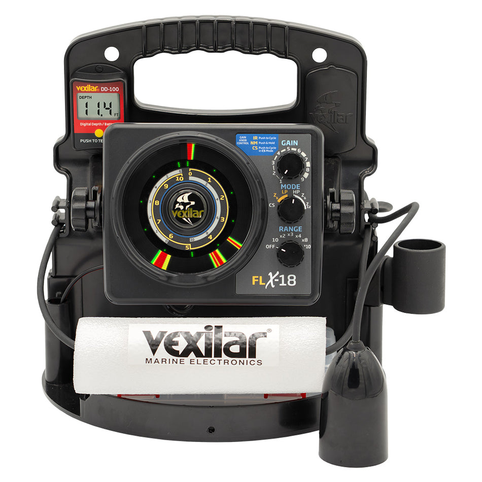 Sistema de pesca Vexilar FLX-18 Pro Pack II con Ice-Ducer DD-100 de 12 grados [PPX1812]