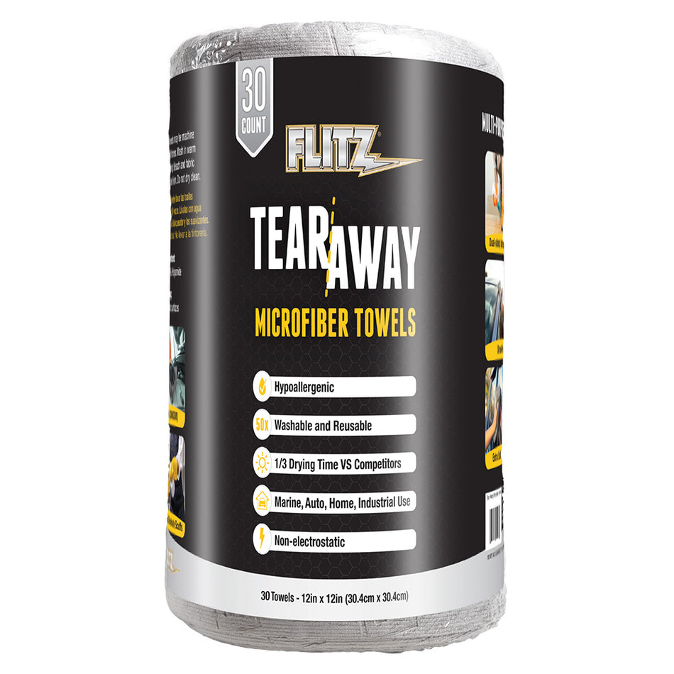 Flitz 12" x 12" Tear-Away Microfiber Towels - Grey *30-Pack [MC330R]