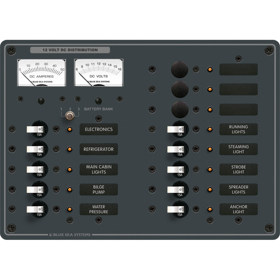 Blue Sea 8068 DC 13 Position Toggle Branch Circuit Breaker Panel - White Switches [8068]