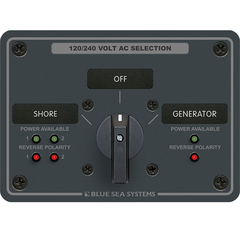 Panel de interruptores rotativos de CA Blue Sea 8386 de 30 amperios, 2 posiciones + apagado, 4 polos [8386]