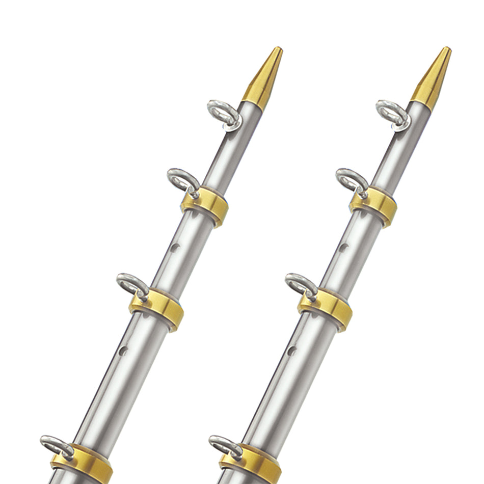 TACO 15' Telescopic Outrigger Poles HD 1-1/2" - Silver/Gold [OT-0541VEL15-HD]