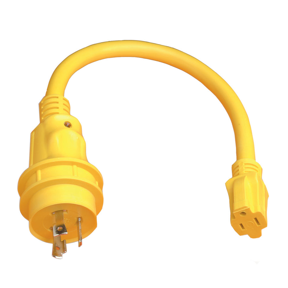 Adaptador de cable flexible Marinco: conector hembra de 15 A a conector macho de 30 A [105SPP]