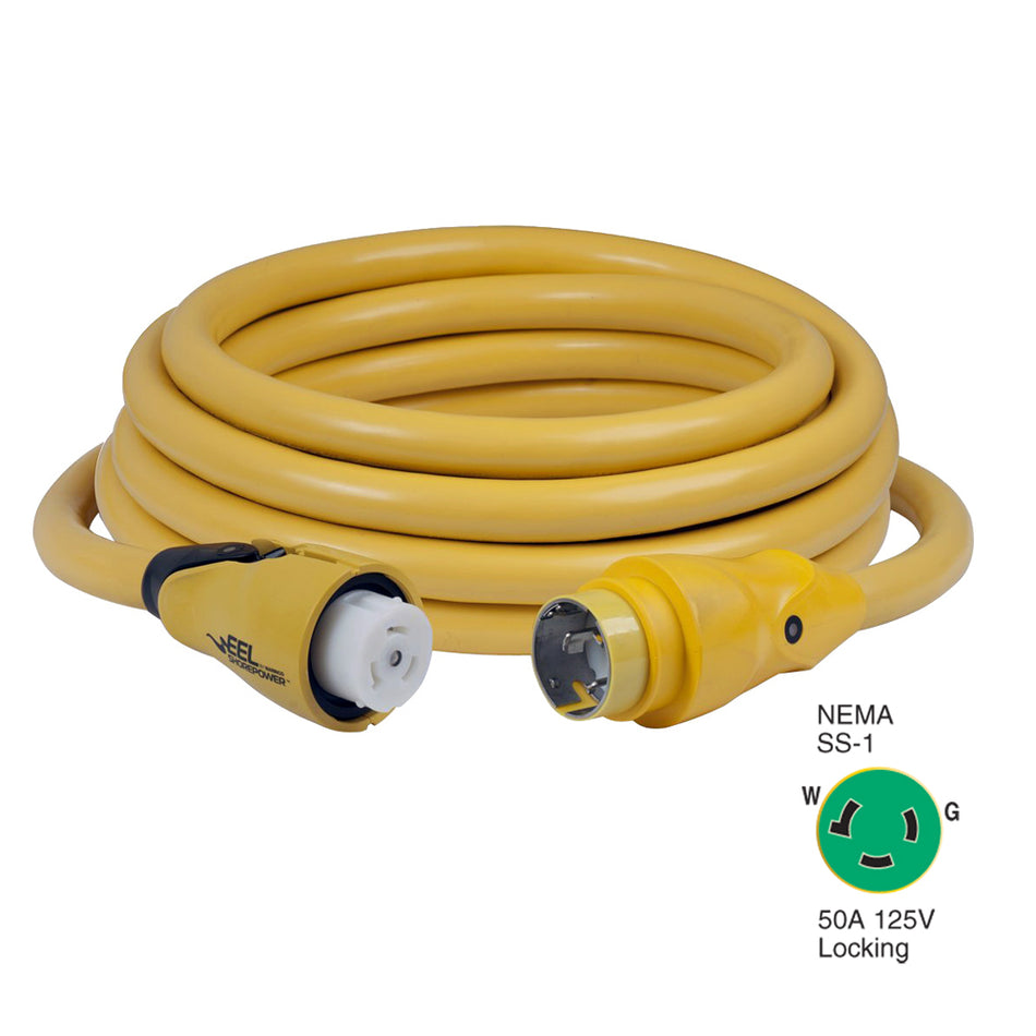 Cable de alimentación de tierra Marinco CS503-25 EEL 50 A 125 V - 25' - Amarillo [CS503-25]