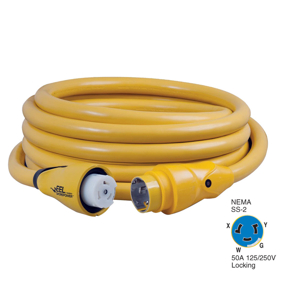 Cable de alimentación de tierra Marinco CS504-25 EEL 50 A 125 V/250 V - 25' - Amarillo [CS504-25]