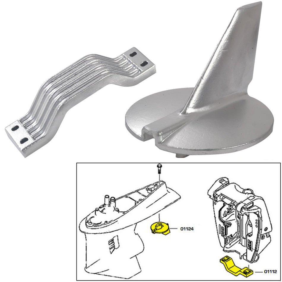 Kit de ánodo Tecnoseal con herrajes - Yamaha 200-250 HP - Aluminio [21104AL]