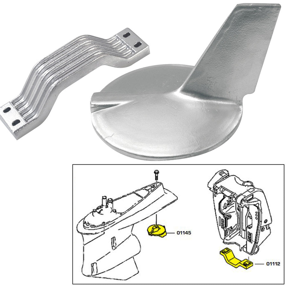 Kit de ánodo Tecnoseal con herrajes - Yamaha 200-300HP de alto rendimiento - Aluminio [21106AL]