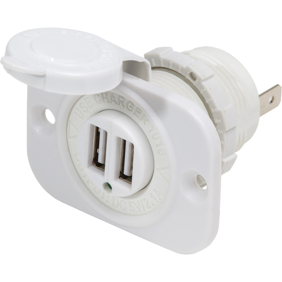 Cargador USB dual de 12 V CC de Blue Sea, color blanco [1016200]