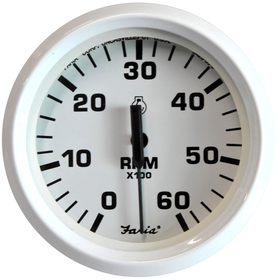 Tacómetro Faria Dress White de 4" - 6000 RPM (gasolina) (E/S interna) [33103]