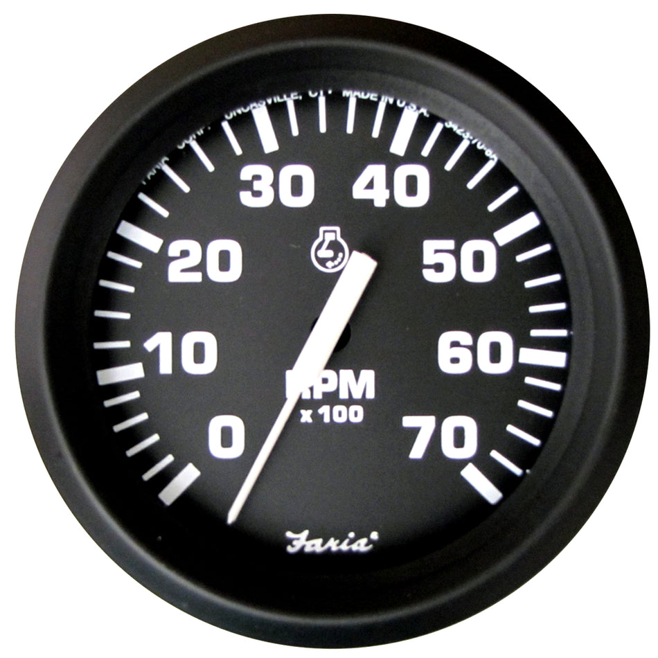 Tacómetro Faria Euro Black de 4" - 7000 RPM (gasolina - Todos los motores fueraborda) [32805]