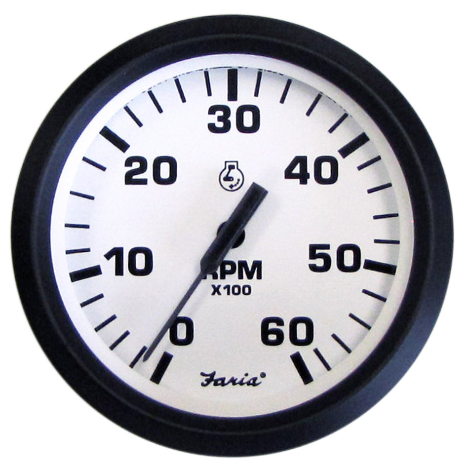 Tacómetro Faria Euro White de 4" - 6000 RPM (gas) (E/S interna) [32904]