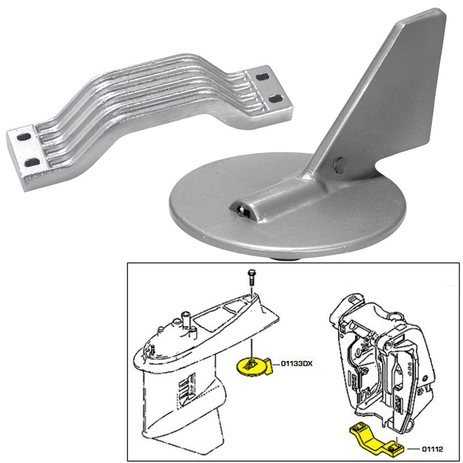 Kit de ánodo Tecnoseal con herrajes - Yamaha 150-200 HP - Magnesio [21101MG]