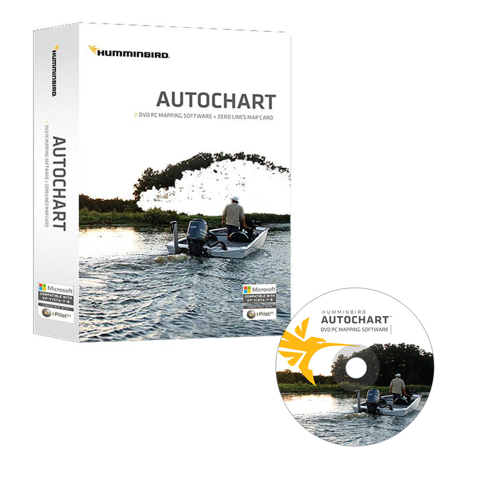 Software de mapeo para PC Humminbird Autochart DVD con tarjeta de mapas de líneas cero [600031-1]