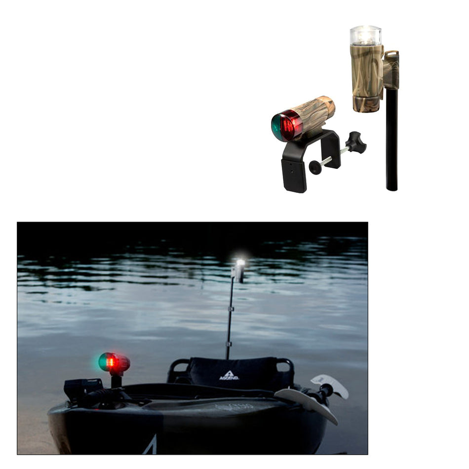 Kit de luz de navegación portátil Attwood PaddleSport: abrazadera en C, atornillable o con almohadilla adhesiva - RealTree Max-4 Camo [14195-7]