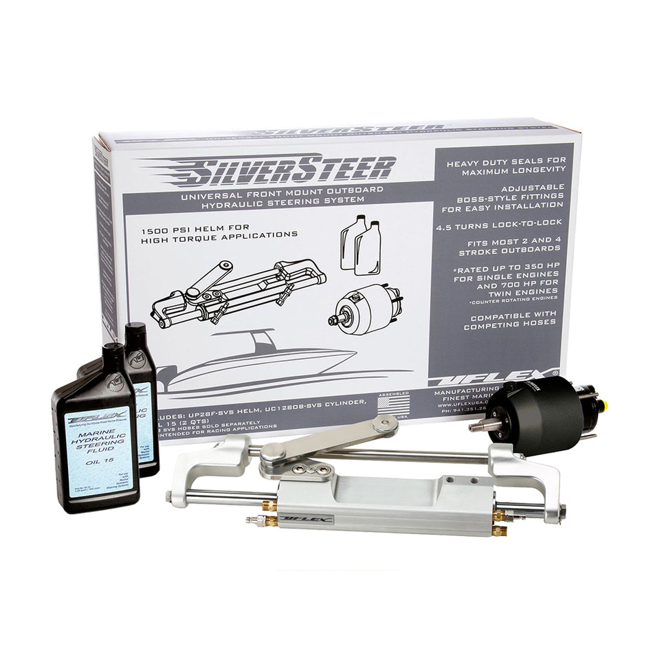 Sistema de dirección hidráulica para motor fueraborda de montaje frontal de alto rendimiento Uflex SilverSteer 2.0 - 1500 PSI FM V2 [SILVERSTEER2.0B]