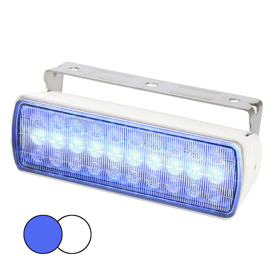 Focos LED de dos colores Sea Hawk XL de Hella Marine: LED azul/blanco, carcasa blanca [980950071]