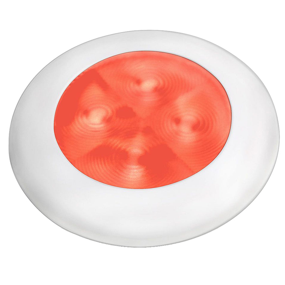 Lámpara de cortesía LED redonda de línea delgada Hella Marine con brillo mejorado - LED rojo - Marco de plástico blanco - 12 V [980507241]