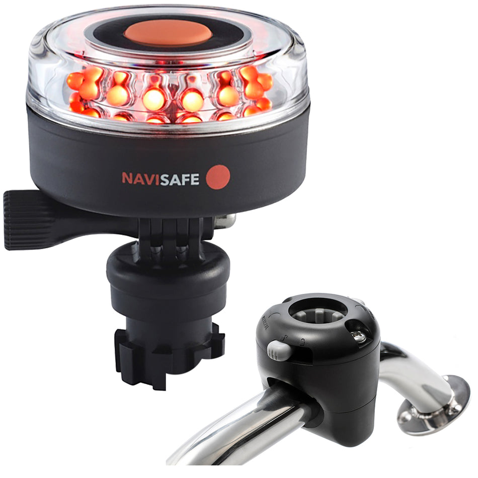 Navisafe Navilight All RED 360 2NM con soporte de riel base Navimount - Negro [045KIT]