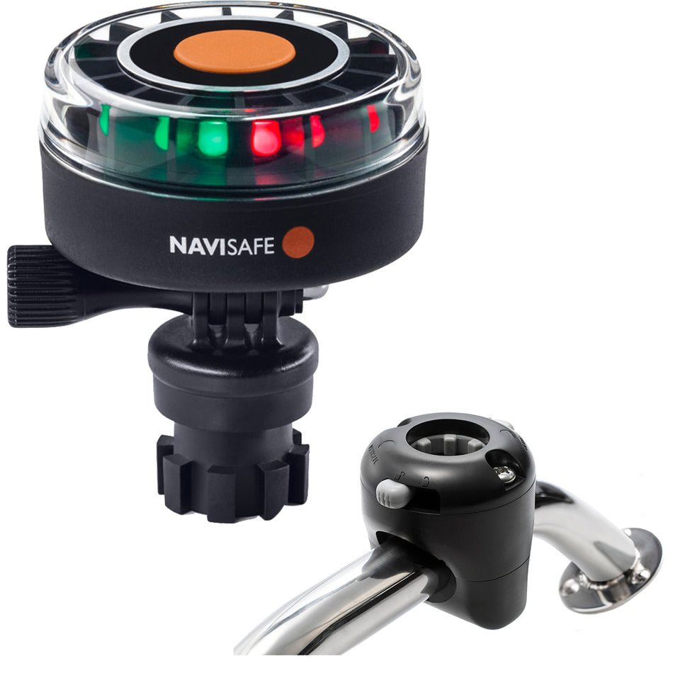 Navisafe Navilight 2NM Tricolor con soporte de riel base Navimount - Negro [340KIT]