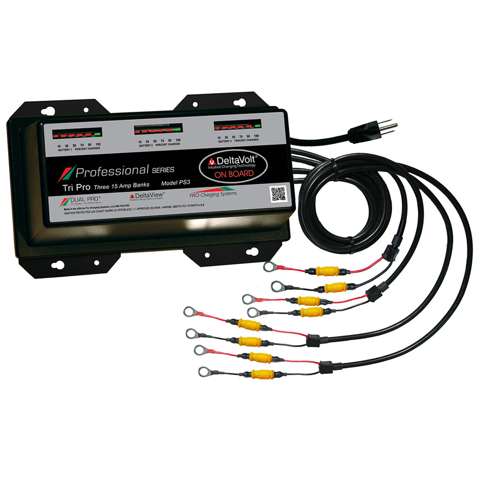 Cargador de batería Dual Pro Professional Series - 45 A - 3 bancos de 15 A - 12 V-36 V [PS3]