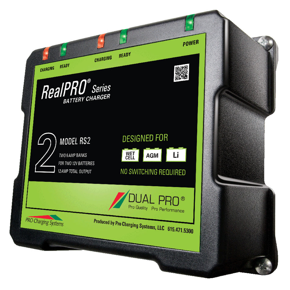 Cargador de batería Dual Pro RealPRO Series - 12 A - 2 bancos de 6 A - 12 V/24 V [RS2]