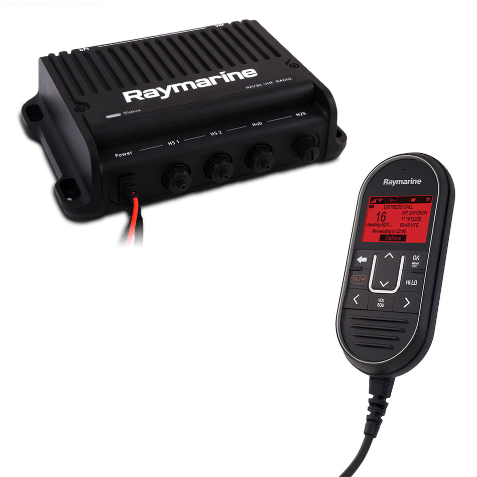 Sistema de radio VHF de caja negra modular de dos estaciones Raymarine Ray90 [E70492]