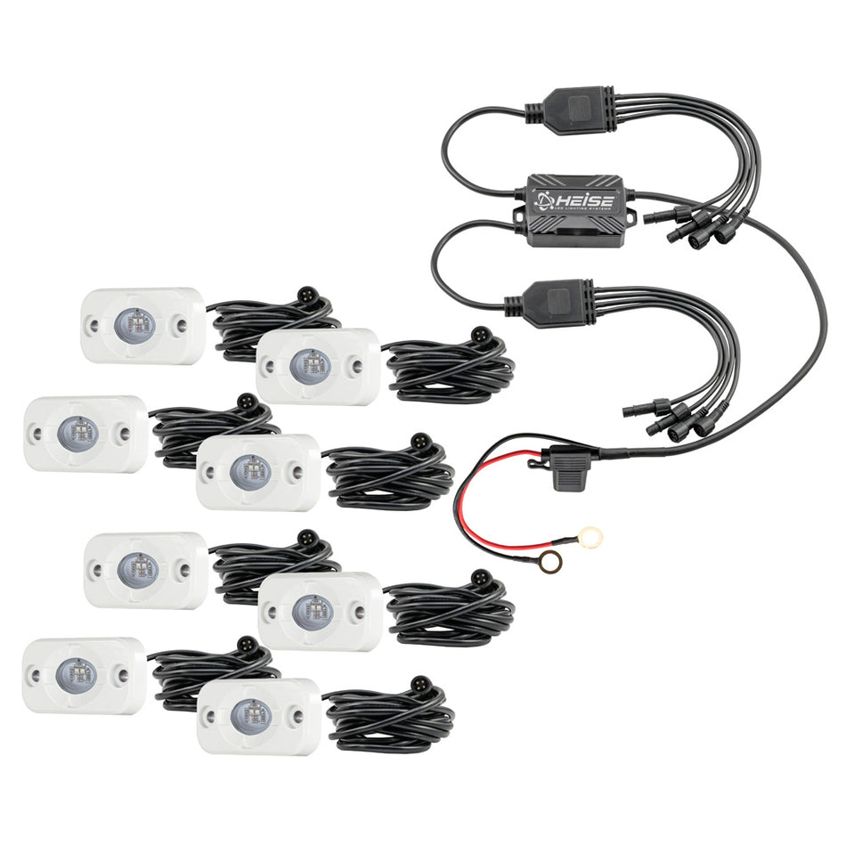 Kit de luces decorativas RGB de HEISE (paquete de 8) [HE-8MLRGBK]