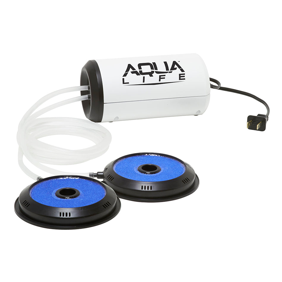 Aireador Aqua-Life de Frabill con salida dual de 110 V, capacidad superior a 100 galones [14212]