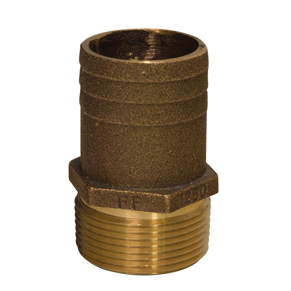 Accesorio recto para manguera a tubería de paso completo de bronce de 1-1/4" NPT x 1-1/2" de GROCO [FF-1250]