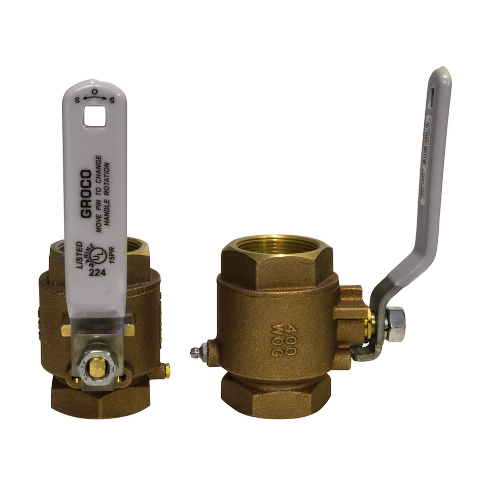 GROCO 1-1/2" NPT Bronze In-Line Ball Valve [IBV-1500]