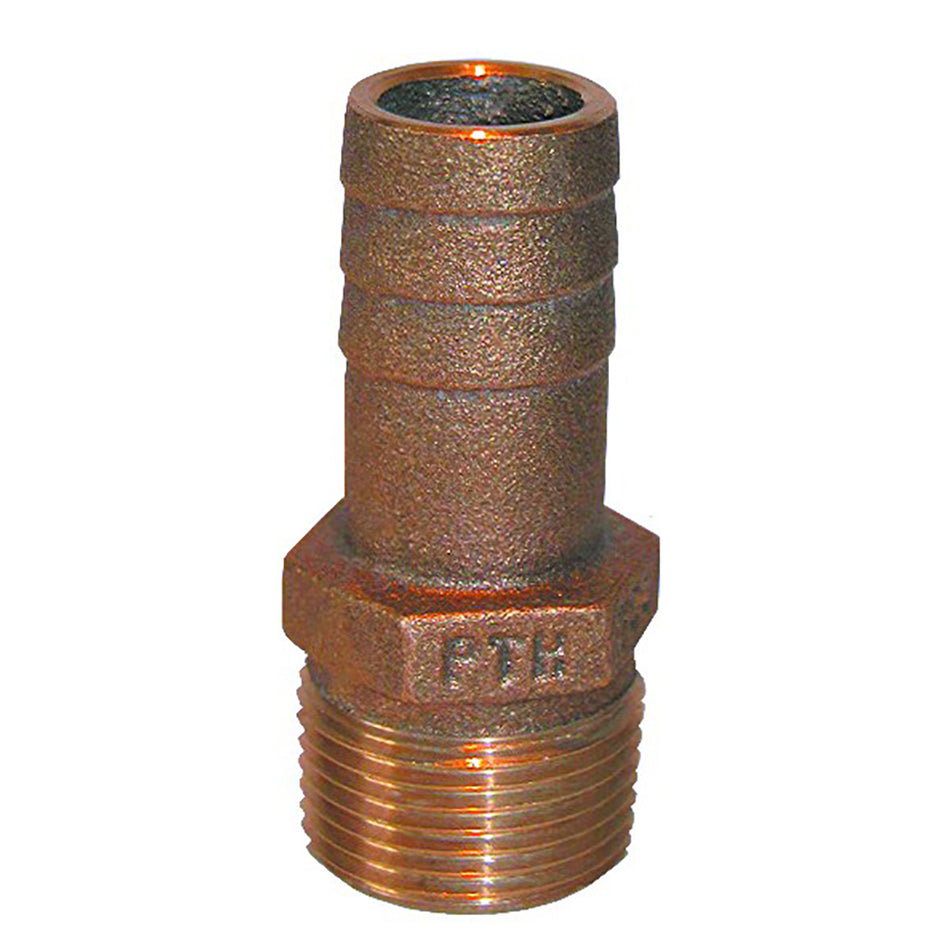 Accesorio recto para manguera y caño de bronce GROCO de 1/2" NPT x 1/2" ID [PTH-500]