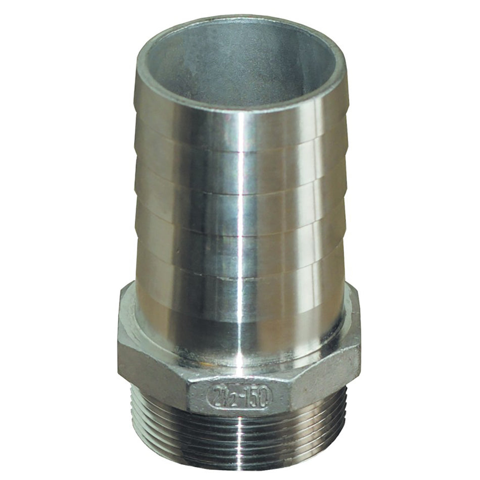 Accesorio recto para tubería a manguera de acero inoxidable GROCO de 2" NPT x 2" ID [PTH-2000-S]