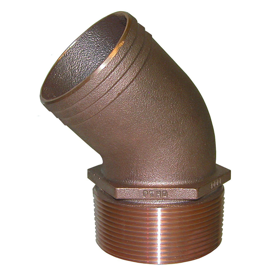 Tubo de bronce GROCO de 3/4" NPT de 45 grados a manguera de 3/4" [PTHD-750]