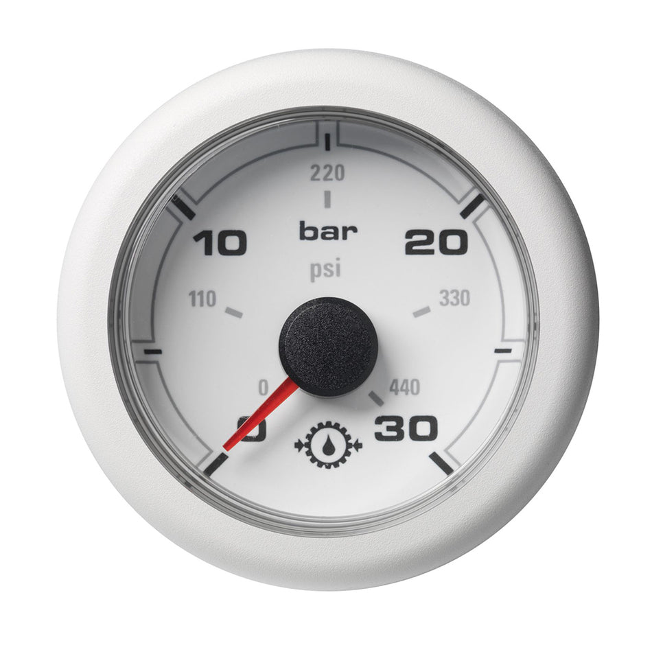 Veratron 52MM (2-1/16") OceanLink Transmission Oil Pressure Gauge - 30 Bar/440 PSI - White Dial  Bezel [A2C1066050001]