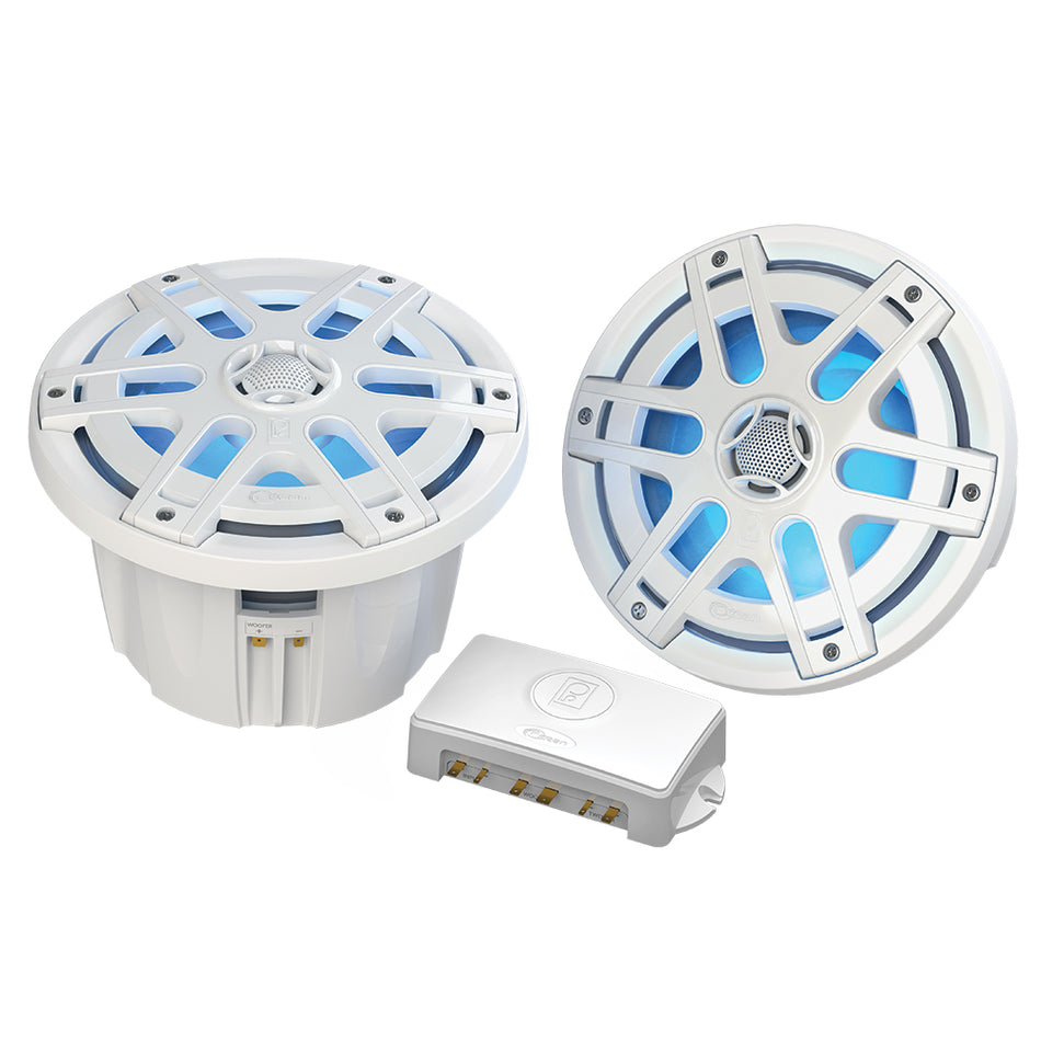 Enceinte LED bleue étanche Poly-Planar MA-OC8 8" 500 W - Blanc [MA-OC8]