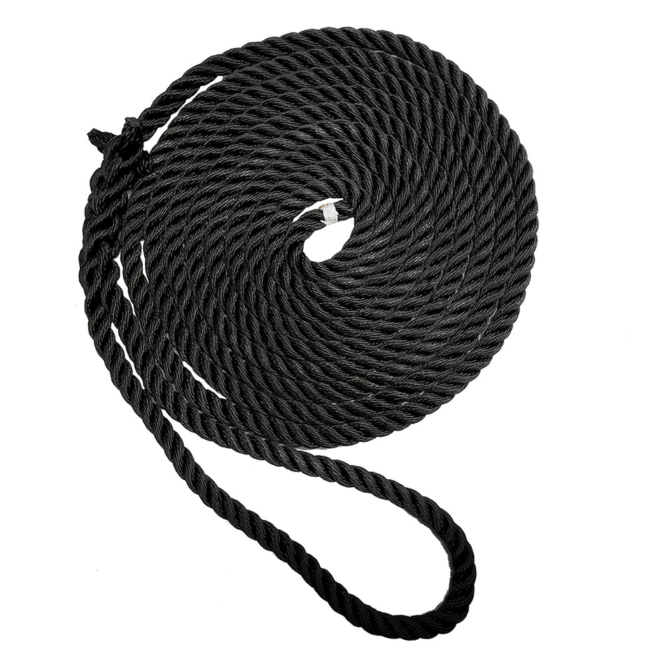 New England Ropes 1/2" Premium 3-Strand Dock Line - Black - 35 [C6054-16-00035]