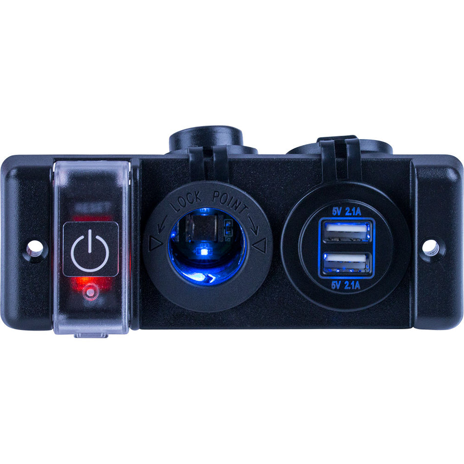 Panel de toma de corriente USB doble Sea-Dog con interruptor [426506-1]