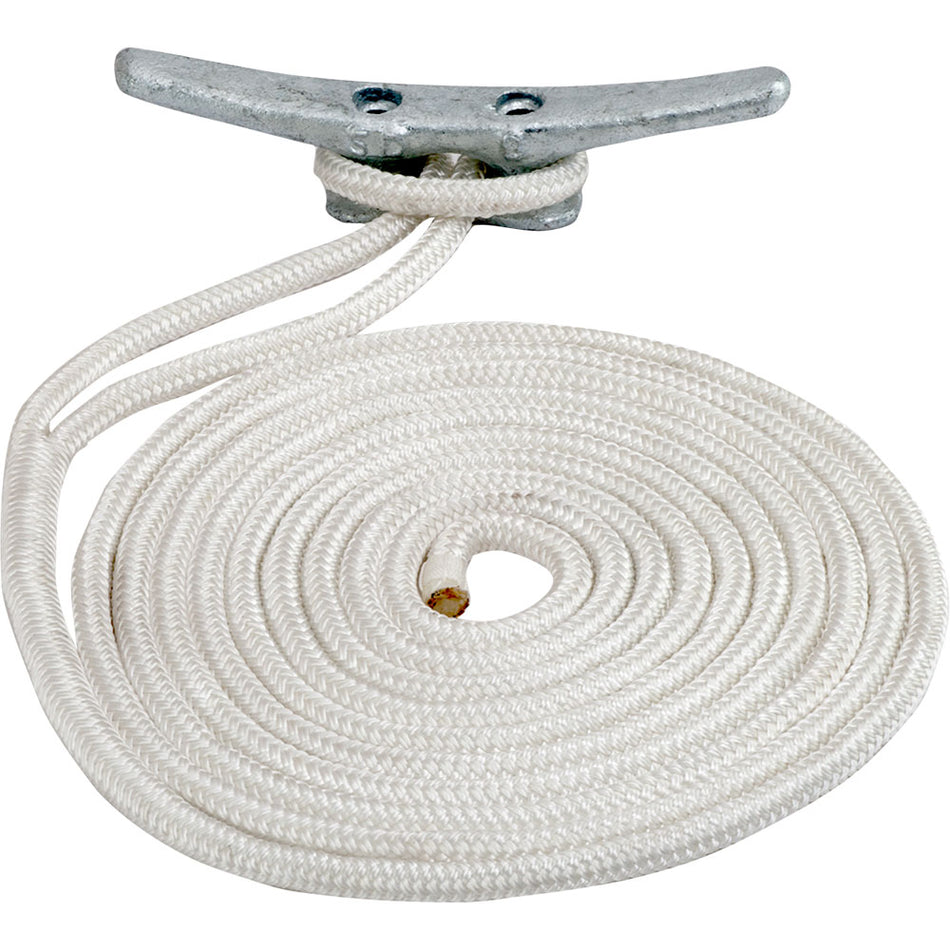 Línea de amarre de nailon trenzado doble Sea-Dog - 3/8" x 20 - Blanco [302110020WH-1]