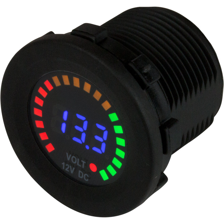 Medidor de voltaje redondo Sea-Dog CC - 5 V-15 V con dial arco iris [421617-1]