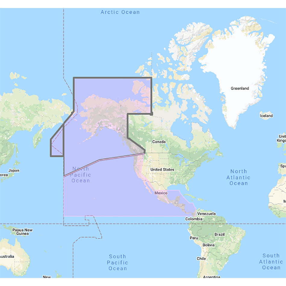 Carta megaancha C-MAP de Furuno de la costa del Pacífico de EE. UU., Canadá, Hawái, Alaska, México y Panamá [MM3-VNA-035]