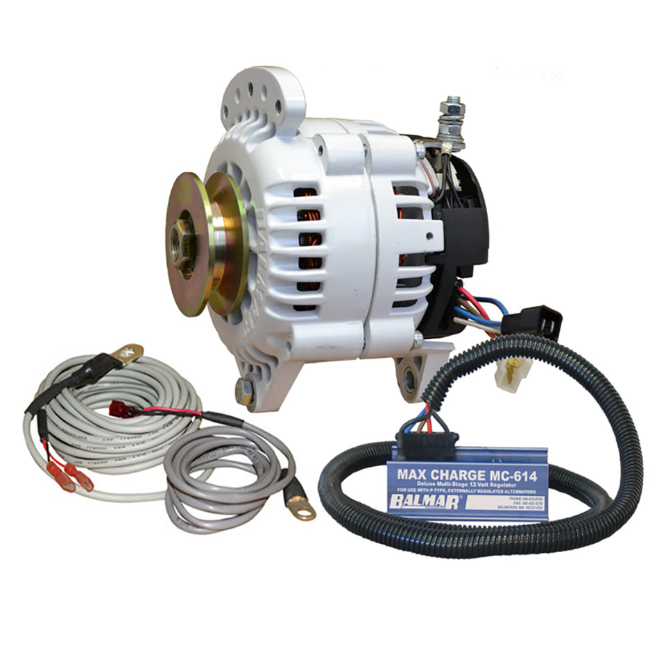 Kit de alternador Balmar de 100 amperios, 12 V, 3,15", soporte de doble pie, polea en V simple, regulador, sensor de temperatura [60-YP-MC-100-SV]