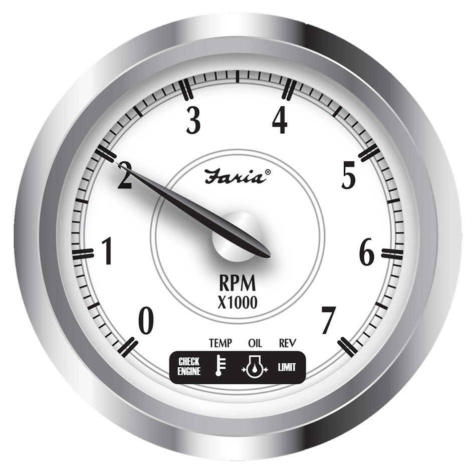 Tacómetro Faria Newport SS de 4" con indicador de verificación del sistema para motor fueraborda a gasolina Suzuki, de 0 a 7000 RPM [45001]