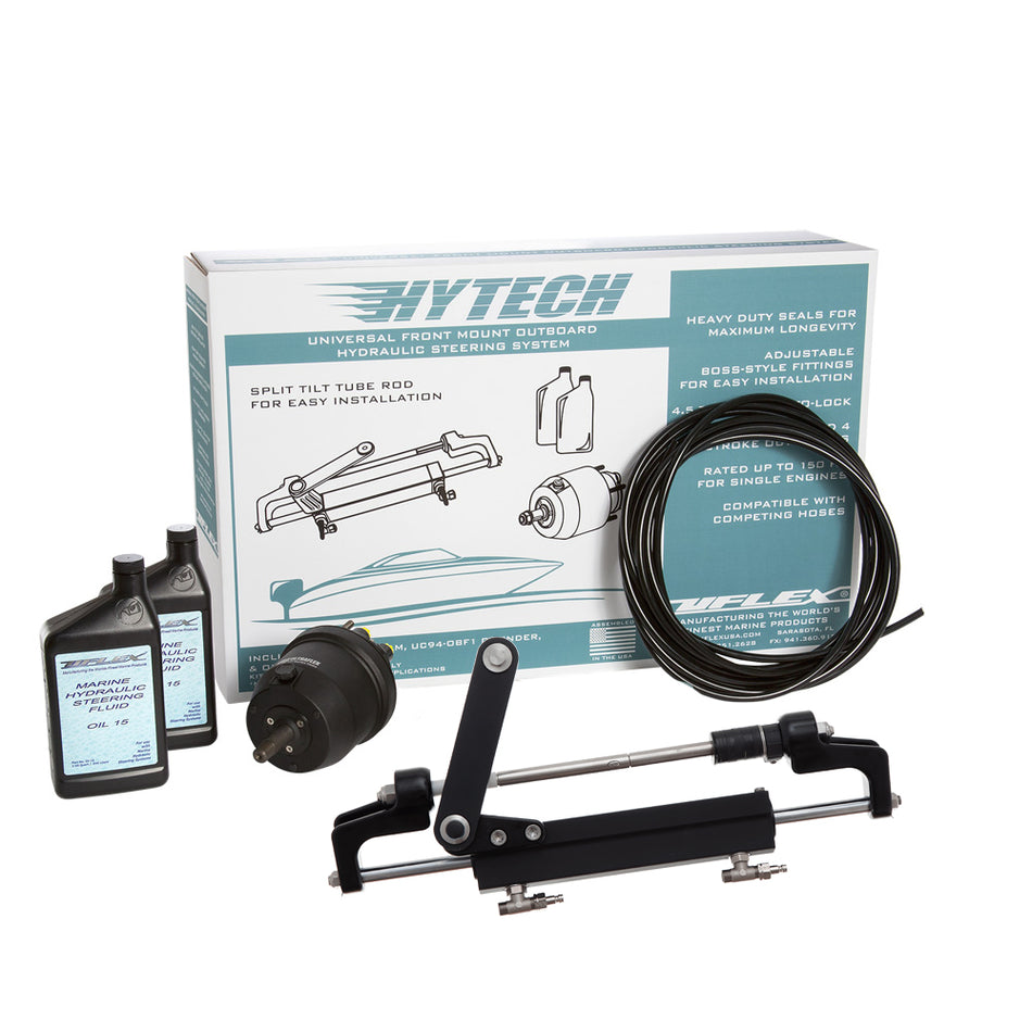 Sistema OB de montaje frontal Uflex HYTECH 1.1 de hasta 175 HP: incluye timón UP20 FM, 2 cuartos de galón de aceite, cilindro UC95-OBF de 40 tubos [HYTECH 1.1]