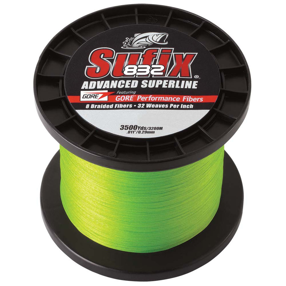 Hilo trenzado Superline avanzado Sufix 832, 10 lb, verde neón, 3500 yardas [660-410L]