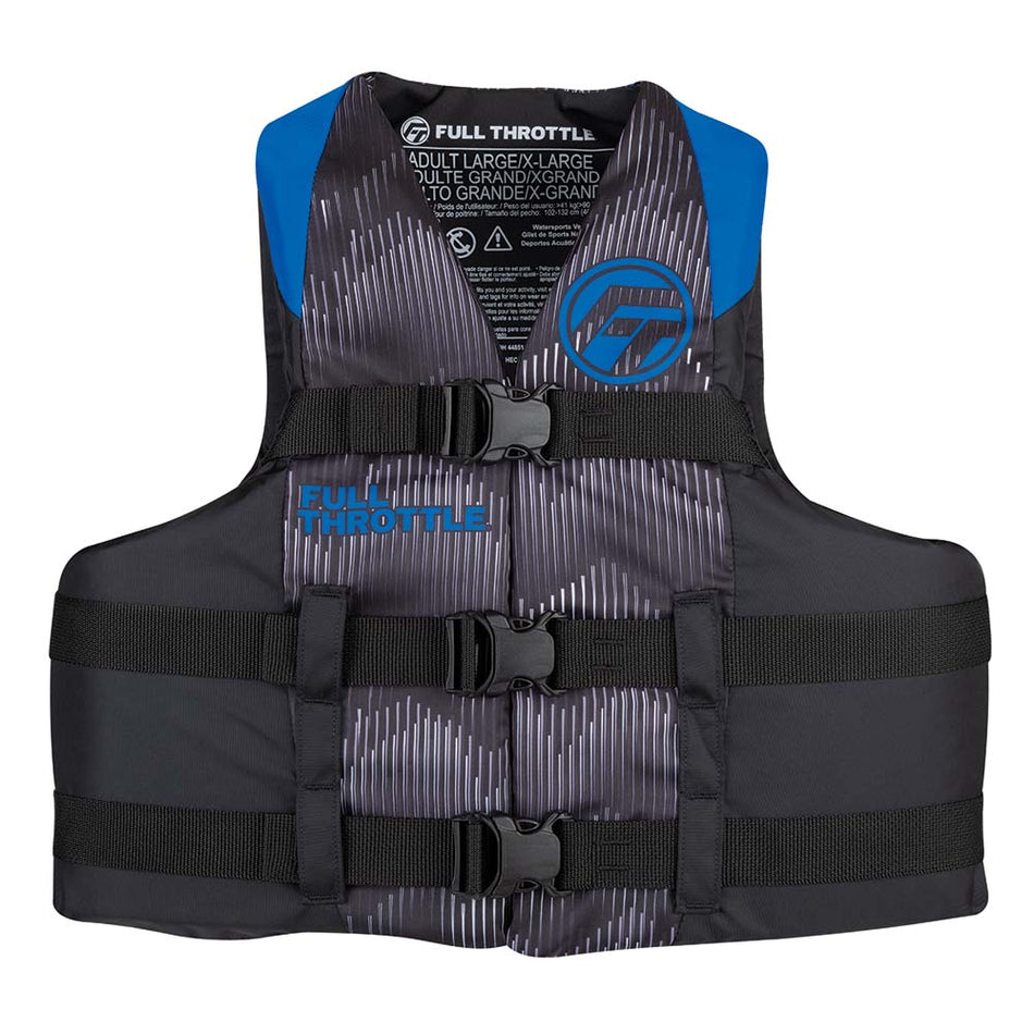 Chaleco salvavidas de nailon para adultos Full Throttle, talla 2XL/4XL, color azul y negro [112200-500-080-22]