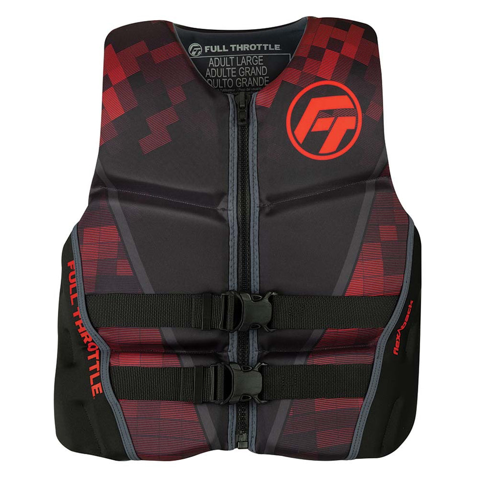 Chaleco salvavidas de secado rápido y espalda flexible Full Throttle para hombre, talla XL, negro y rojo [142500-100-050-22]